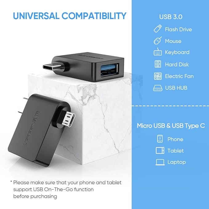 UGREEN Micro USB male & USB-C male to USB-A female adapter - Image 6