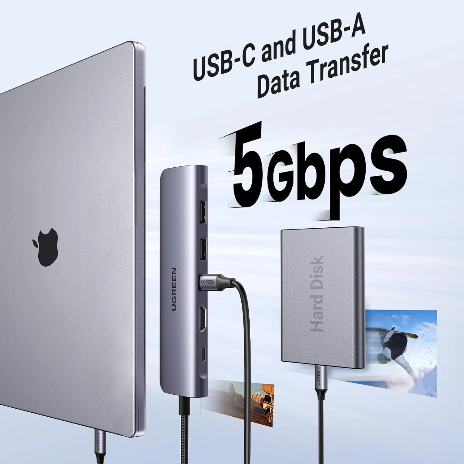 UGREEN 7-in-1 USB-C to HDMI/USB-A/USB-C/SD/Micro-SD USB 3.2 Gen 1hub - Image 5