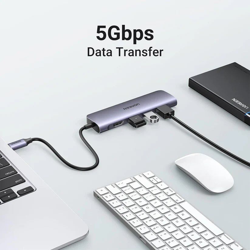 UGREEN 6-in-1 USB-C to USB-A/HDMI/SD/Micro-SD USB 3.2 Gen 1 hub - Image 4