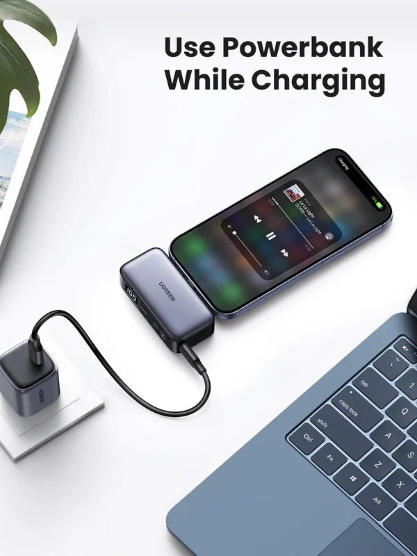 UGREEN 5000mah power bank with built-in usb-c connector & kickstand - Image 5