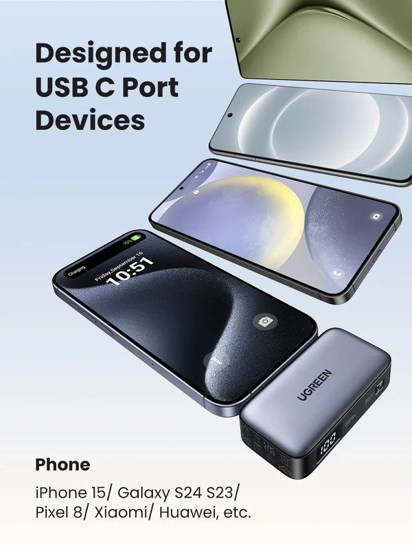 UGREEN 5000mah power bank with built-in usb-c connector & kickstand - Image 6