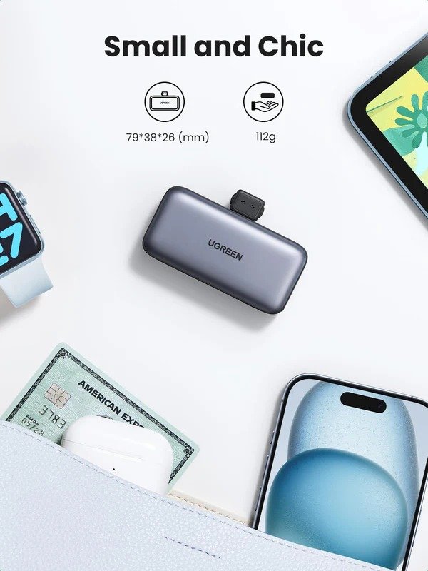 UGREEN 5000mah power bank with built-in usb-c connector & kickstand - Image 8