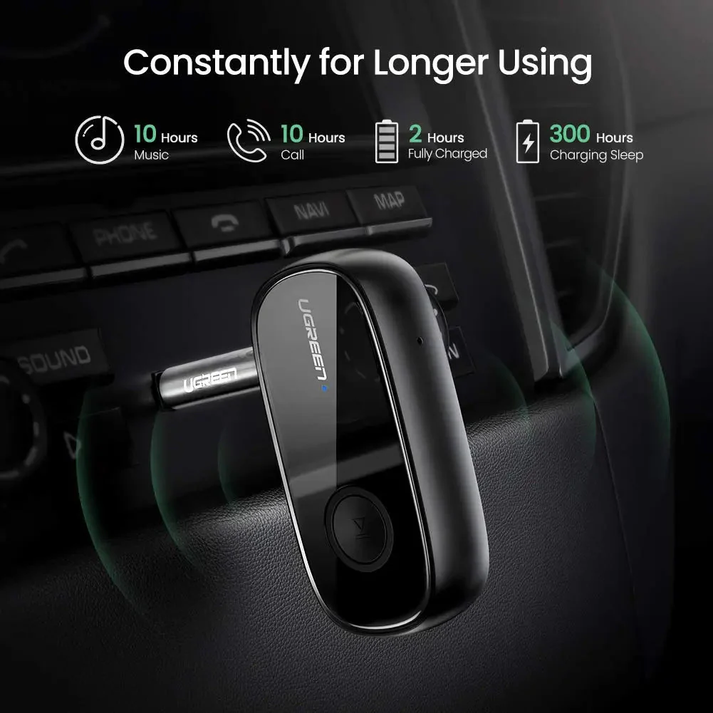 UGREEN Bluetooth Receiver Audio Adapter - battery powered with internal mic for hands free phone call - Image 8
