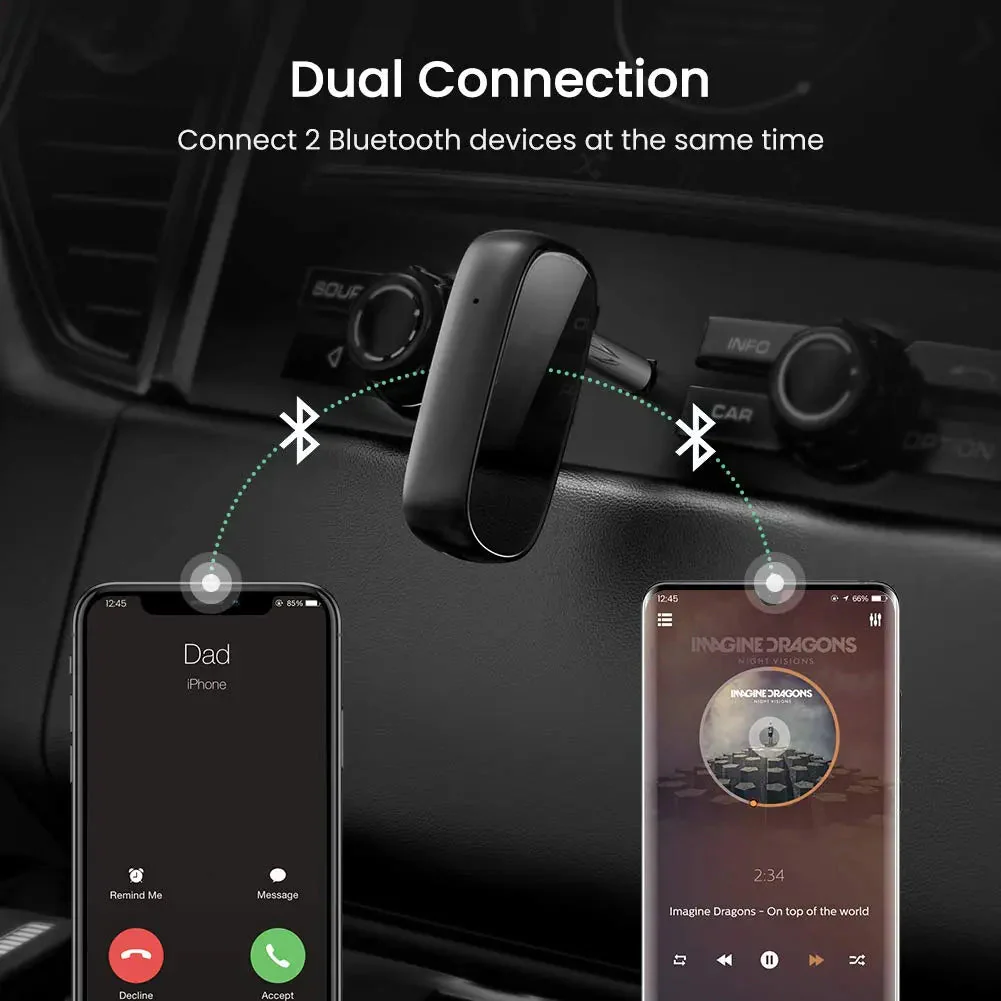 UGREEN Bluetooth Receiver Audio Adapter - battery powered with internal mic for hands free phone call - Image 6